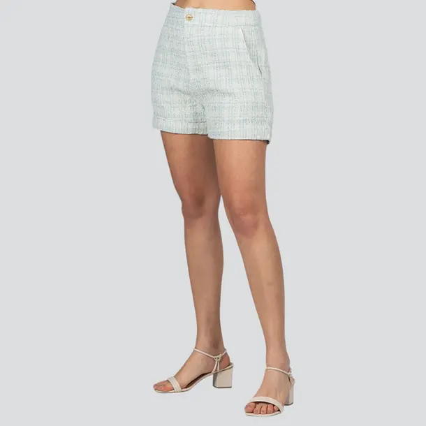 Shorts Feminino Tweed Texturizado .N-592S Verde