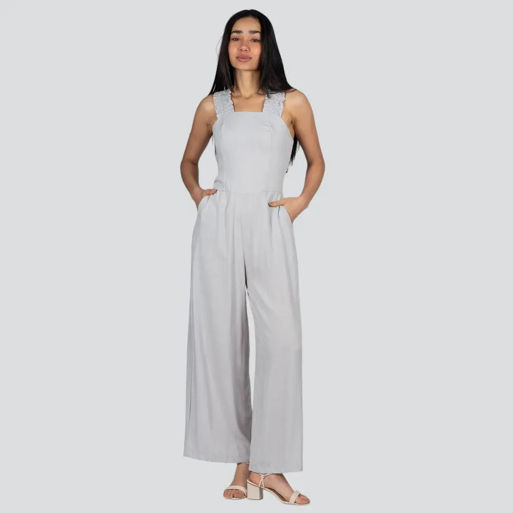 Macacão Feminino Pantalona Com Alça Média Elástico Viscose .517-1