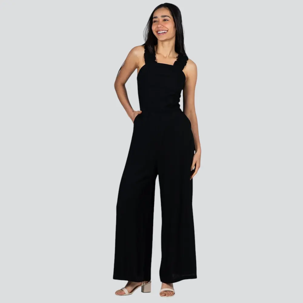 Macacão Feminino Pantalona Com Alça Média Elástico Viscose .517-1