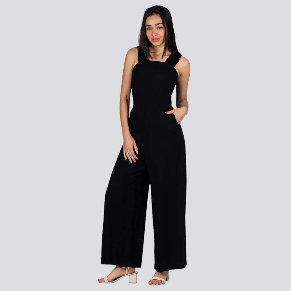 Macacão Feminino Pantalona Com Alça Média Elástico Viscose .517-1