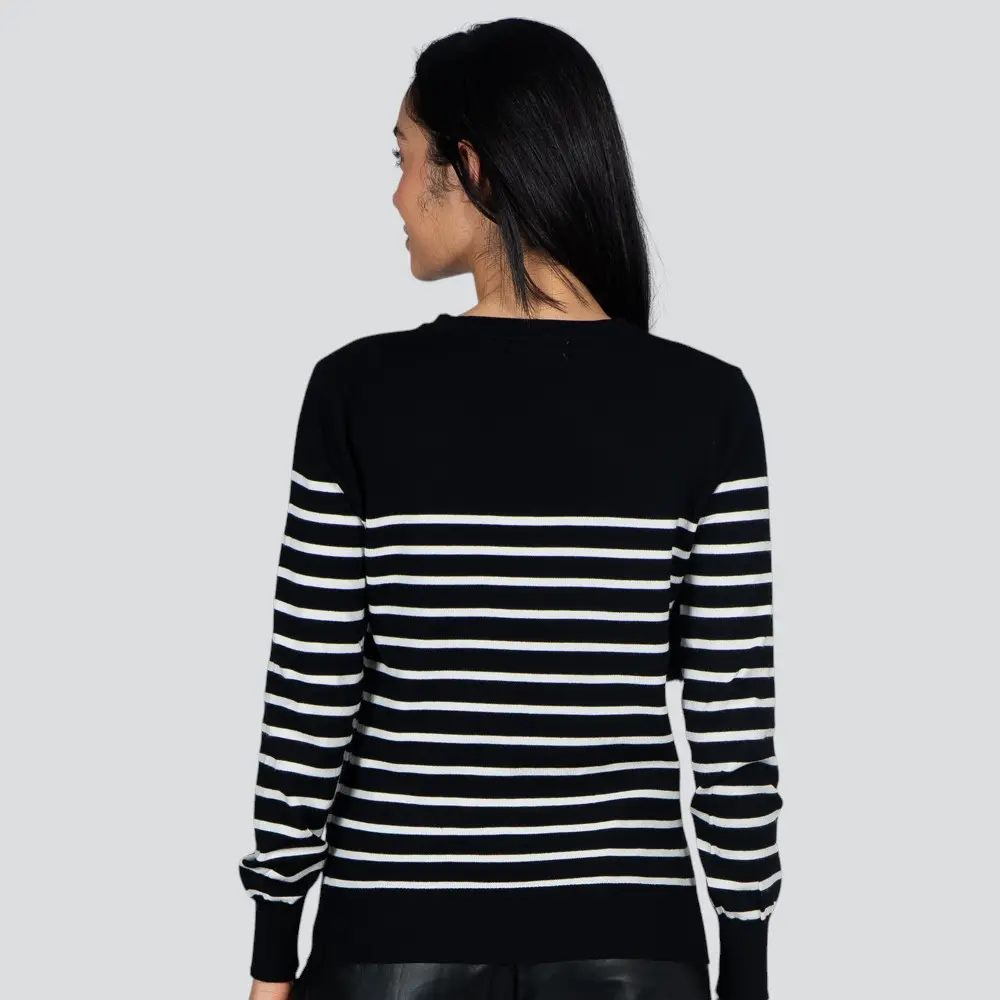 Blusa Feminina M/L Tricô Modal Listrado .1001693