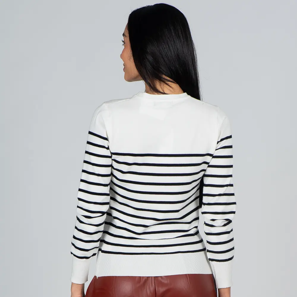Blusa Feminina M/L Tricô Modal Listrado .1001693
