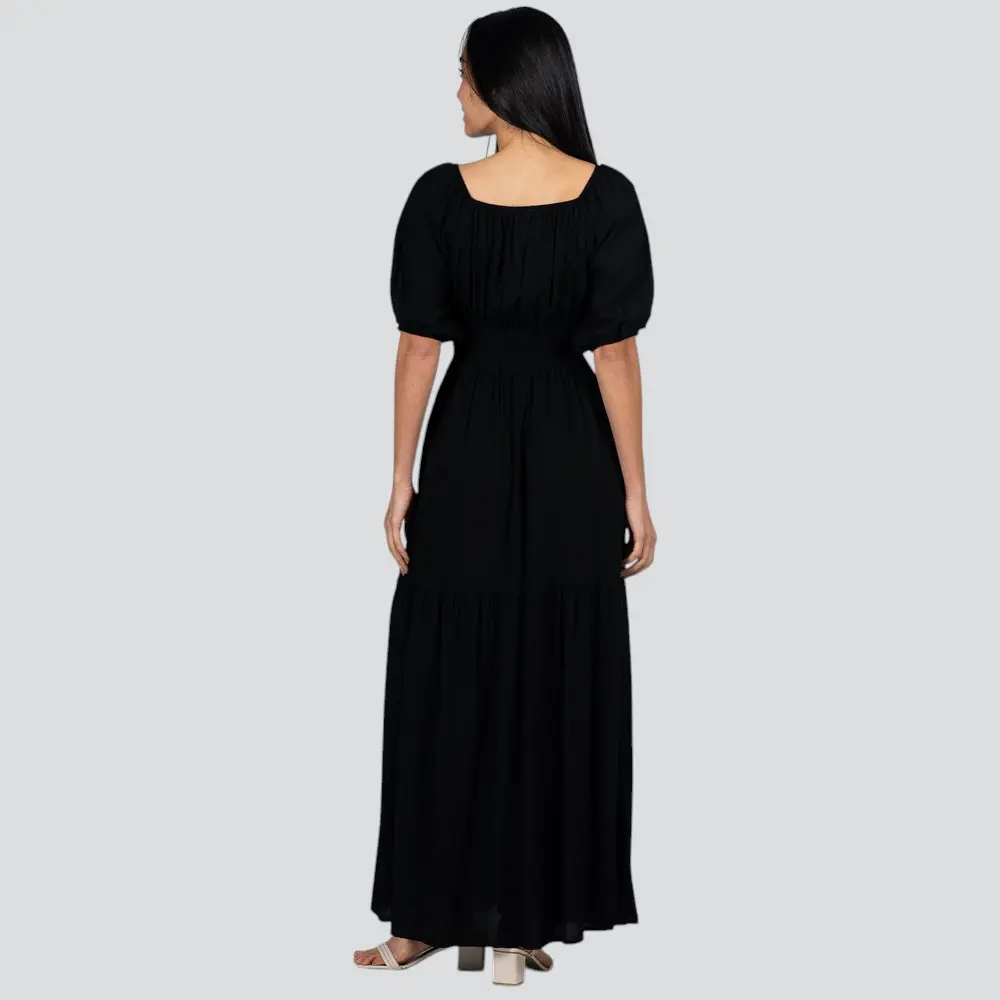 Vestido Feminino Longo Com Elástico MG 7/8 Ombro A Ombro Viscose .508-2