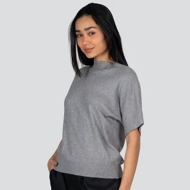 Blusa Feminina M/C Ampla .L817 Cinza