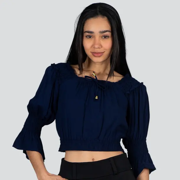 Blusa Feminina MG 7/8 Ciganinha Viscose .523-1