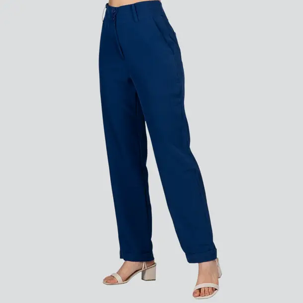 Calça Feminina Reta Alfaiataria .HQ-1657 Marinho