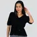 Blusa Feminina M/C Peplum Com Amarração Viscose Sarjada .1004909