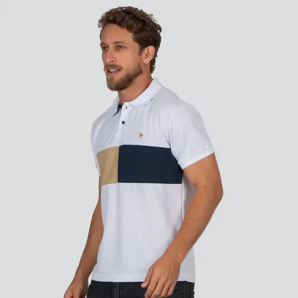 Polo Masculina Manga Curta Com Recorte .27936PR