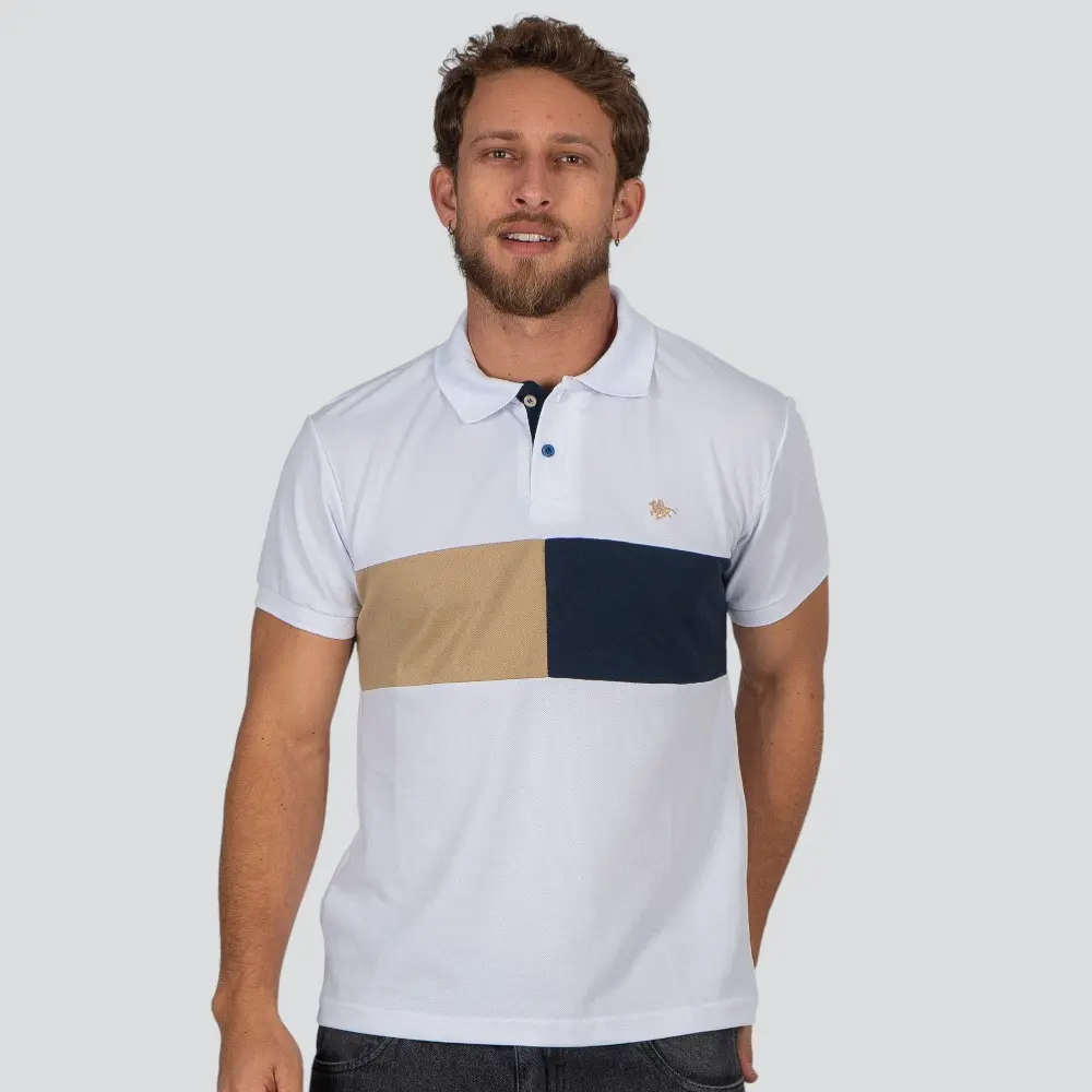 Polo Masculina Manga Curta Com Recorte .27936PR