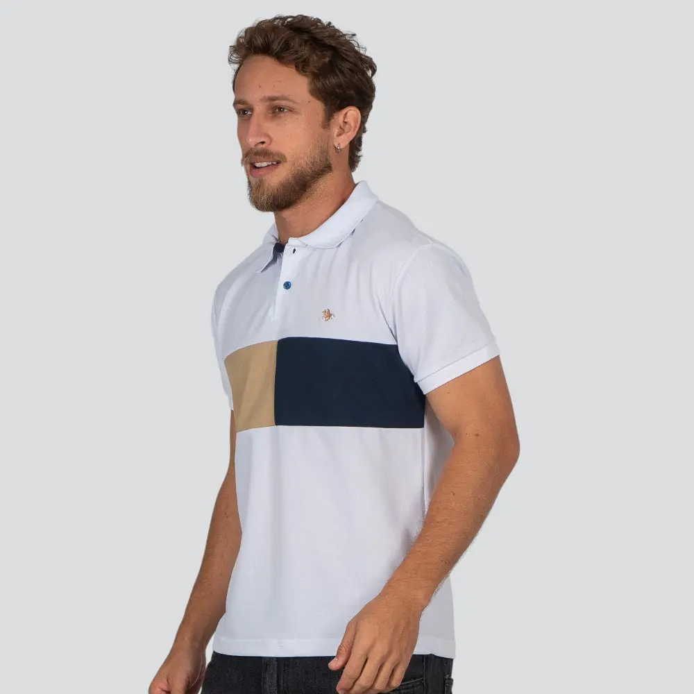 Polo Masculina Manga Curta Com Recorte .27936PR