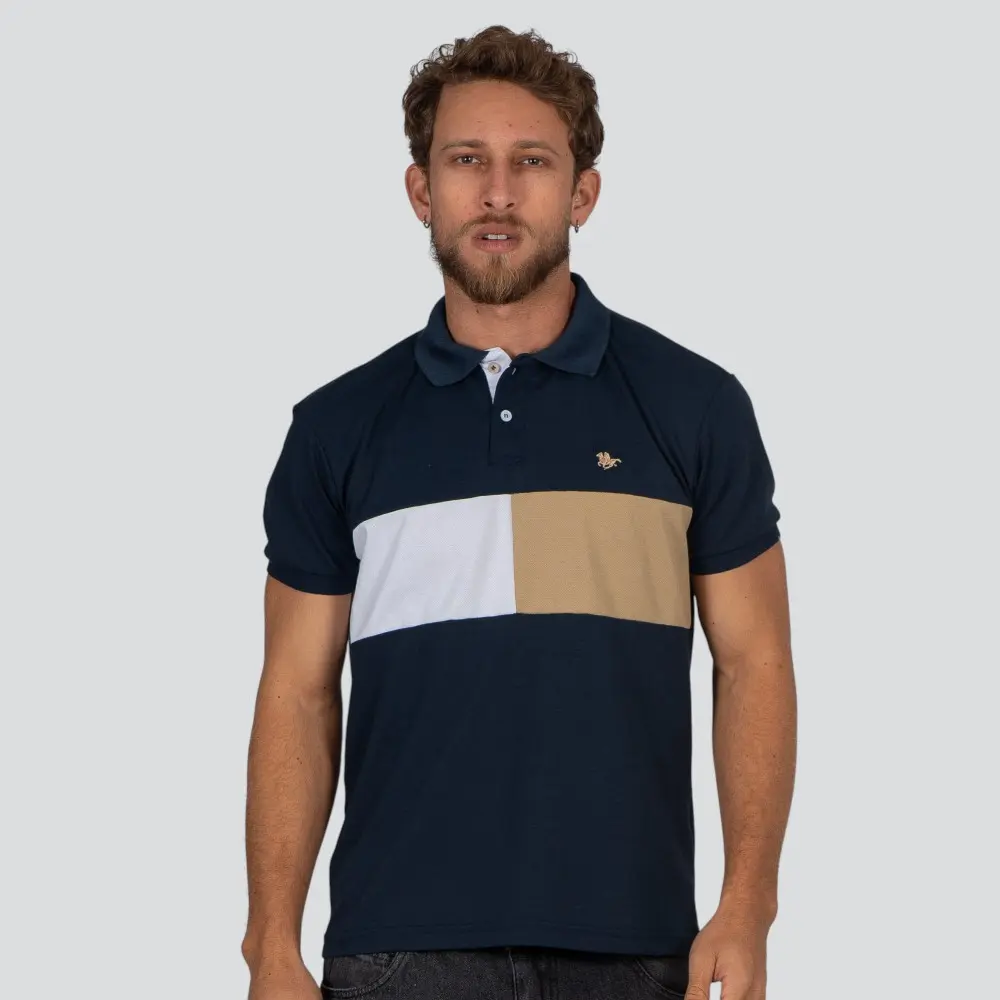 Polo Masculina Manga Curta Com Recorte .27936PR