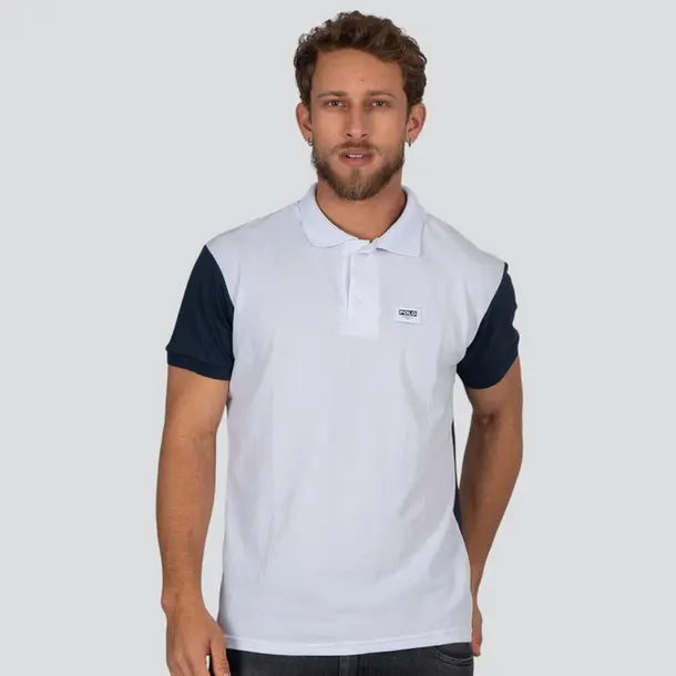 Polo Masculina Manga Curta Recorte Tricolor .30621PR