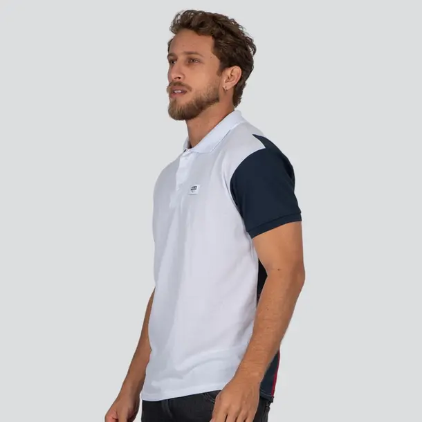 Polo Masculina Manga Curta Recorte Tricolor .30621PR