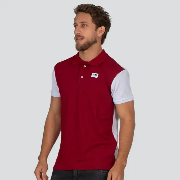 Polo Masculina Manga Curta Recorte Tricolor .30621PR Vermelho
