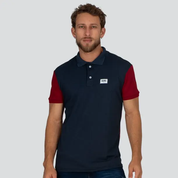 Polo Masculina Manga Curta Recorte Tricolor .30621PR