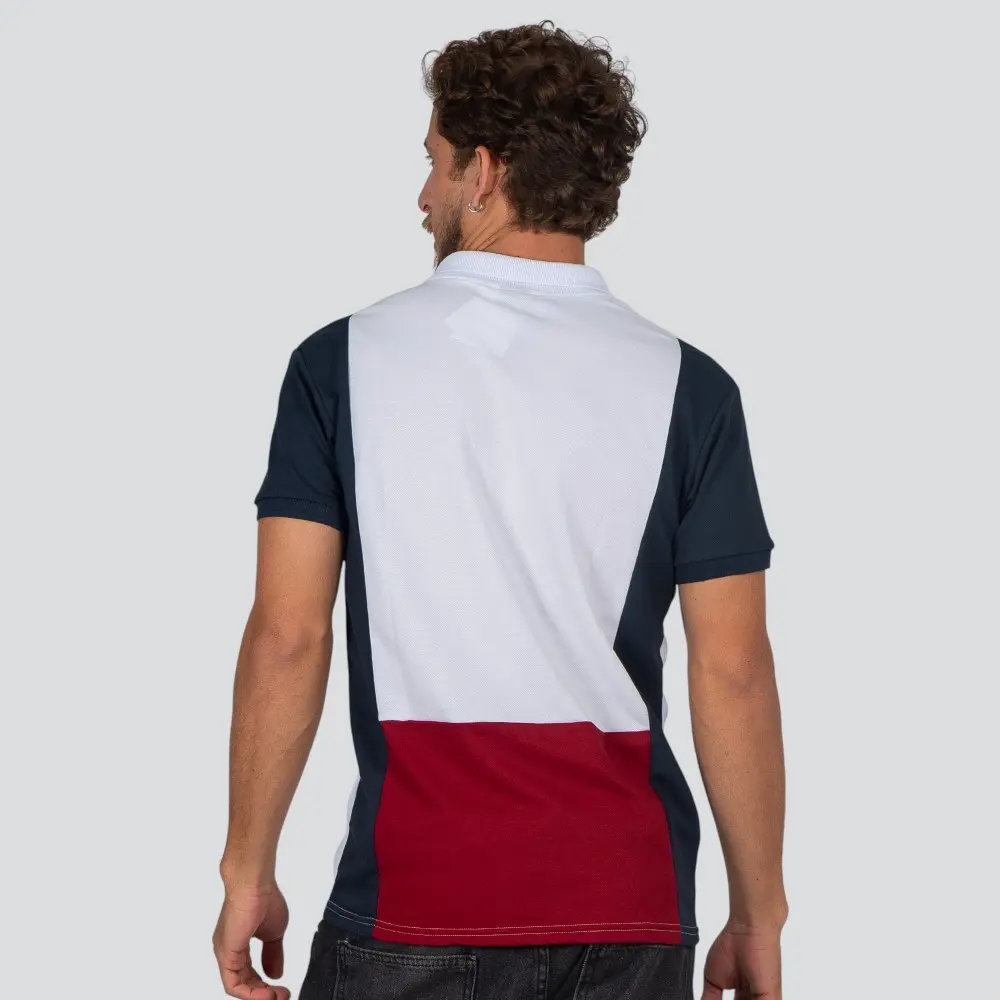 Polo Masculina Manga Curta Recorte Tricolor .30621PR