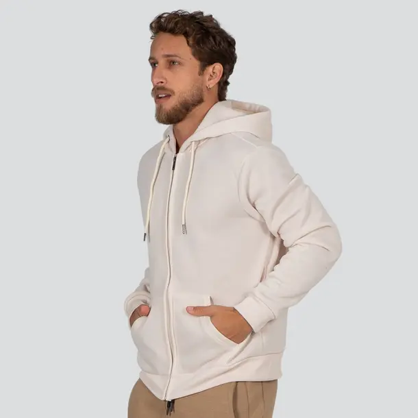 Jaqueta Masculina Moletom Com Capuz .MMBZ-500 Bege