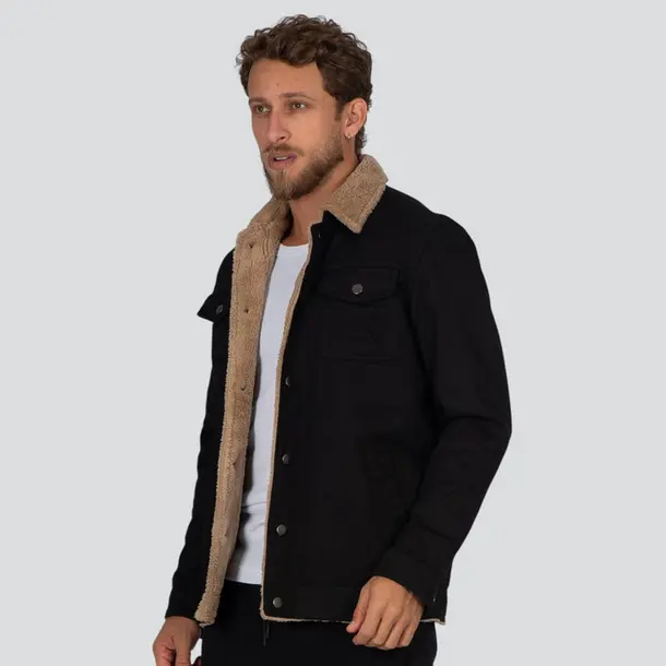 Jaqueta Masculina Sarja Peluciado .2002775 Preto