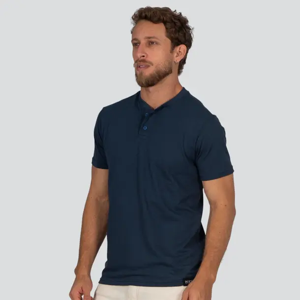 Camiseta Masculina Manga Curta Gola Padre Malha Texturizada .30594C Marinho