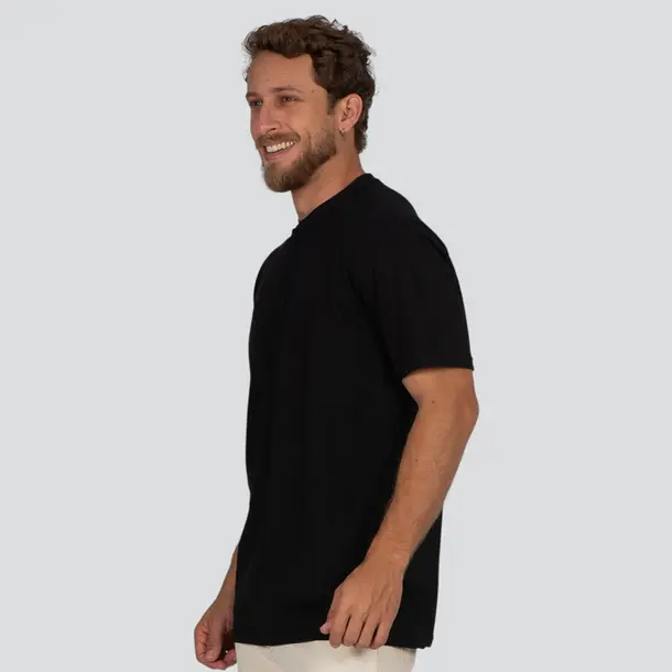 Camiseta Masculina Manga Curta Gola Padre Malha Texturizada .30594C Preto