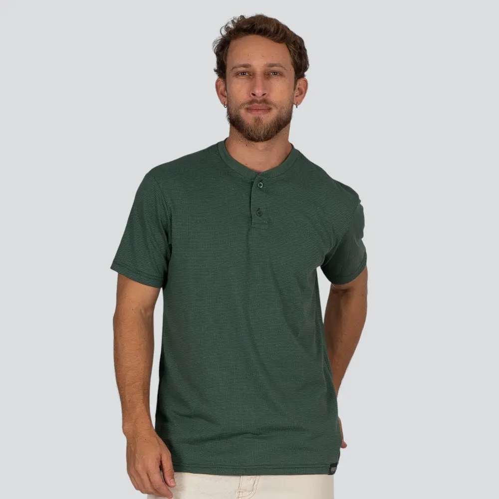 Camiseta Masculina Manga Curta Gola Padre Malha Texturizada .30594C