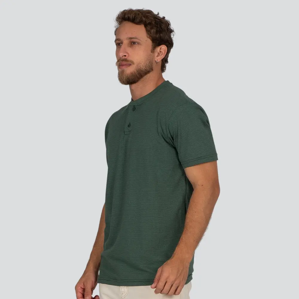 Camiseta Masculina Manga Curta Gola Padre Malha Texturizada .30594C