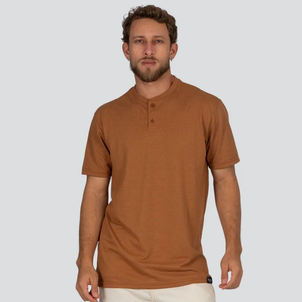 Camiseta Masculina Manga Curta Gola Padre Malha Texturizada .30594C