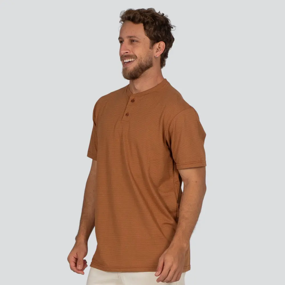 Camiseta Masculina Manga Curta Gola Padre Malha Texturizada .30594C