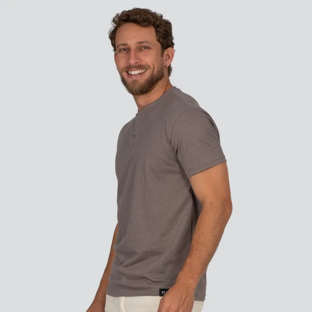 Camiseta Masculina Manga Curta Gola Padre Malha Texturizada .30594C