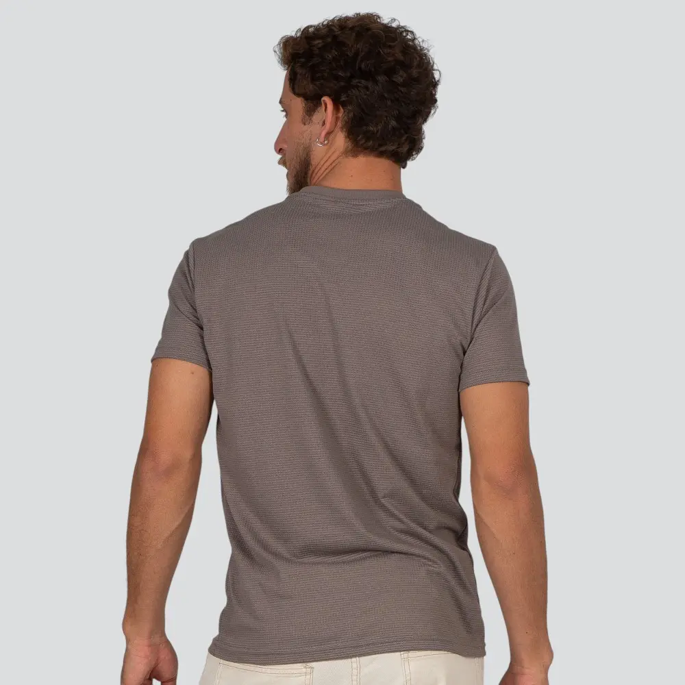 Camiseta Masculina Manga Curta Gola Padre Malha Texturizada .30594C