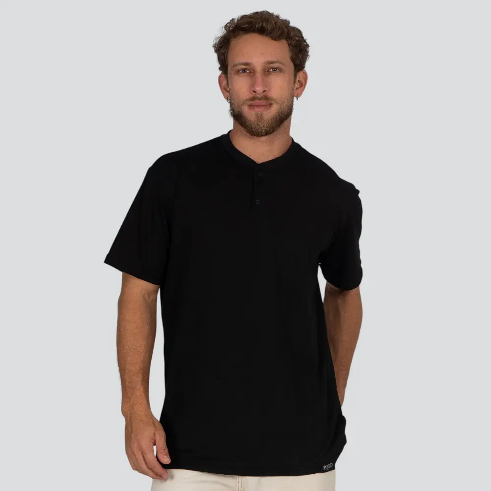 Camiseta Masculina Manga Curta Gola Padre Malha Texturizada .30594C