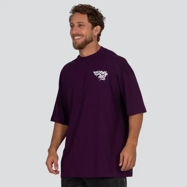 Camiseta Masculina Manga Curta Oversized Estampada .16802 Roxo