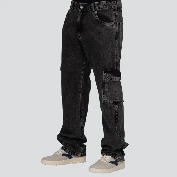 Calça Jeans Masculina Reta Cargo .70843 Lav Preto