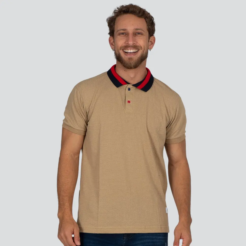 Polo Masculina Manga Curta Malha Texturizada Gola Retilínea .30752p