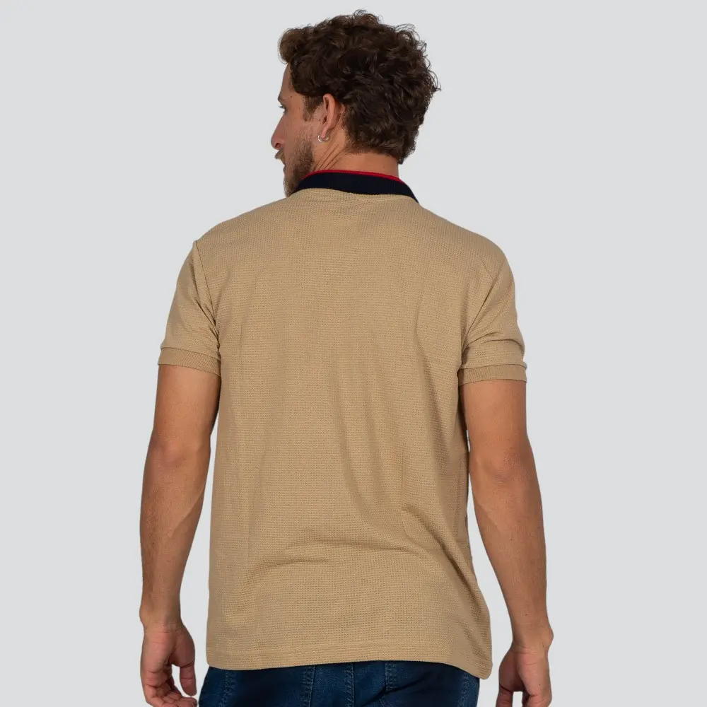 Polo Masculina Manga Curta Malha Texturizada Gola Retilínea .30752p