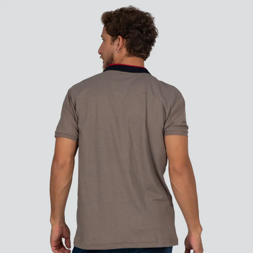 Polo Masculina Manga Curta Malha Texturizada Gola Retilínea .30752p