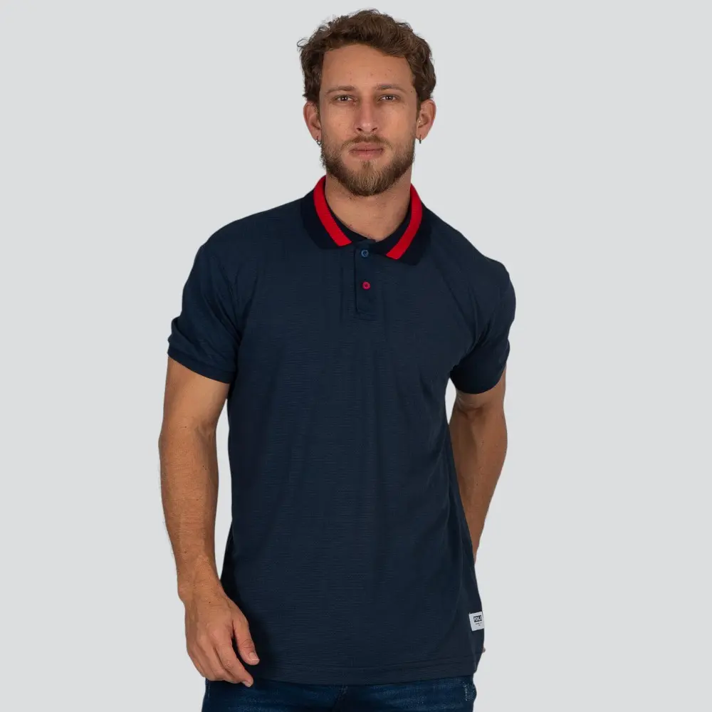 Polo Masculina Manga Curta Malha Texturizada Gola Retilínea .30752p