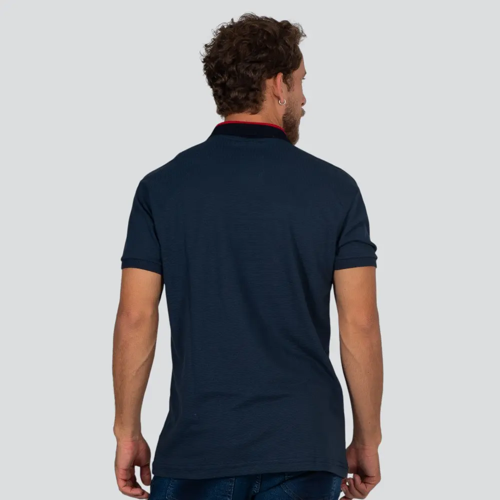 Polo Masculina Manga Curta Malha Texturizada Gola Retilínea .30752p