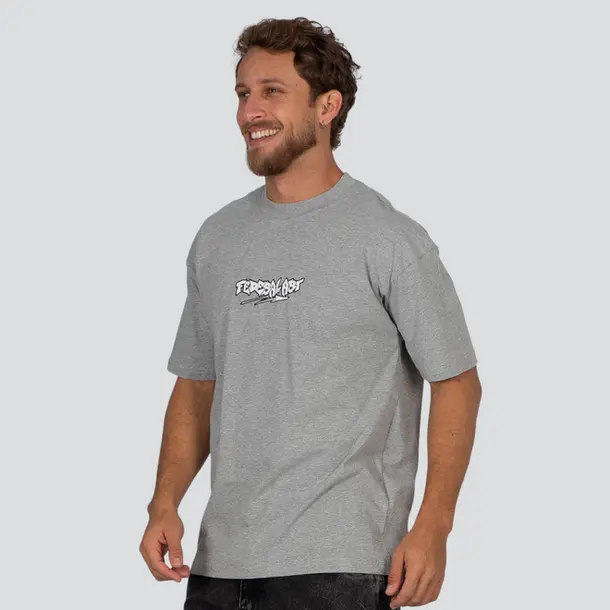 Camiseta Masculina Manga Curta Oversized Estampada .16781 Mescla Médio