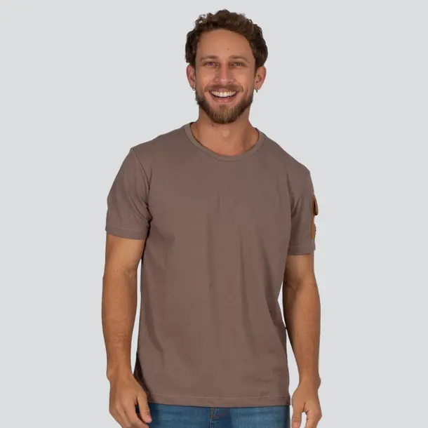 Camiseta Masculina Manga Curta Piquet Com Bolso Lateral Na Manga .30661C