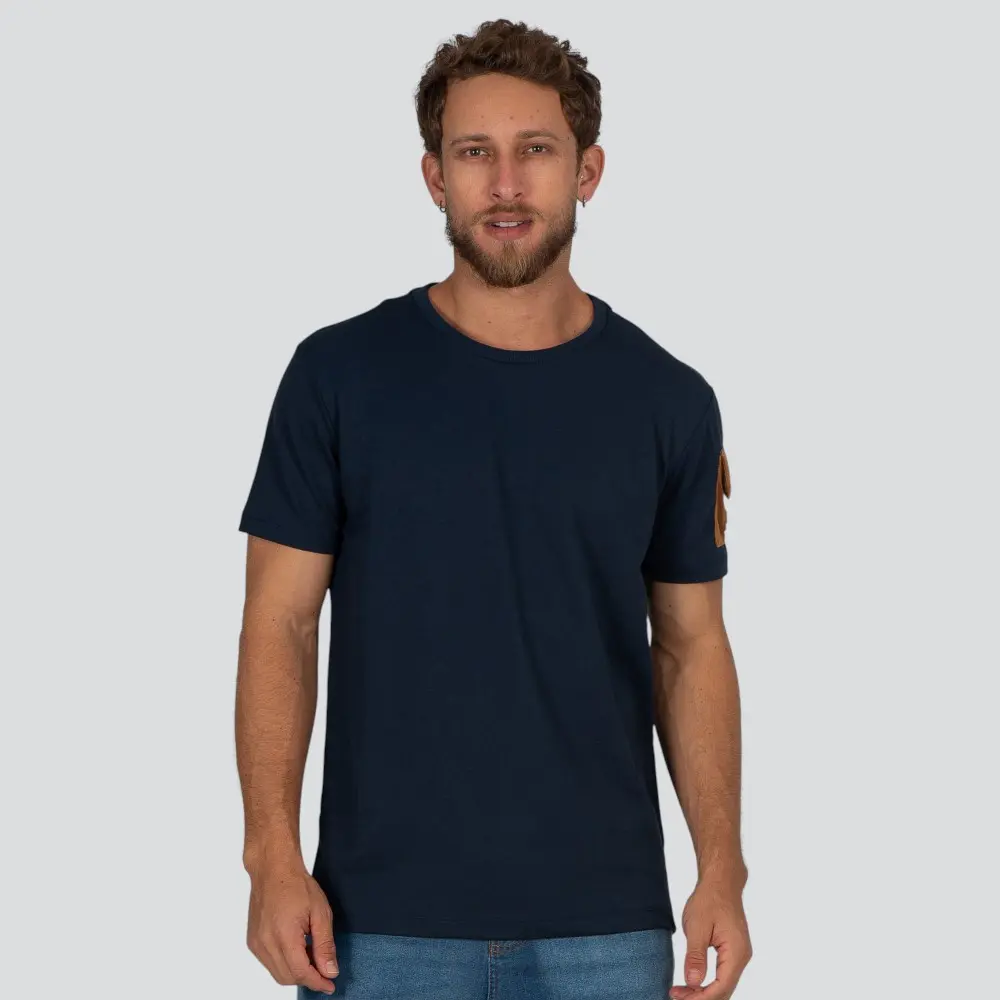 Camiseta Masculina Manga Curta Piquet Com Bolso Lateral Na Manga .30661C