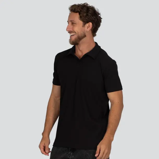 Polo Masculina Malha Trabalhada .29060052 Preto
