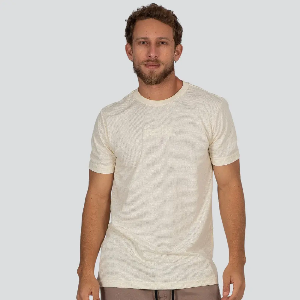 Camiseta Masculina Manga Curta Malha Texturizada Com Bordado .30544C