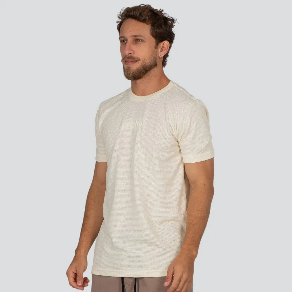 Camiseta Masculina Manga Curta Malha Texturizada Com Bordado .30544C