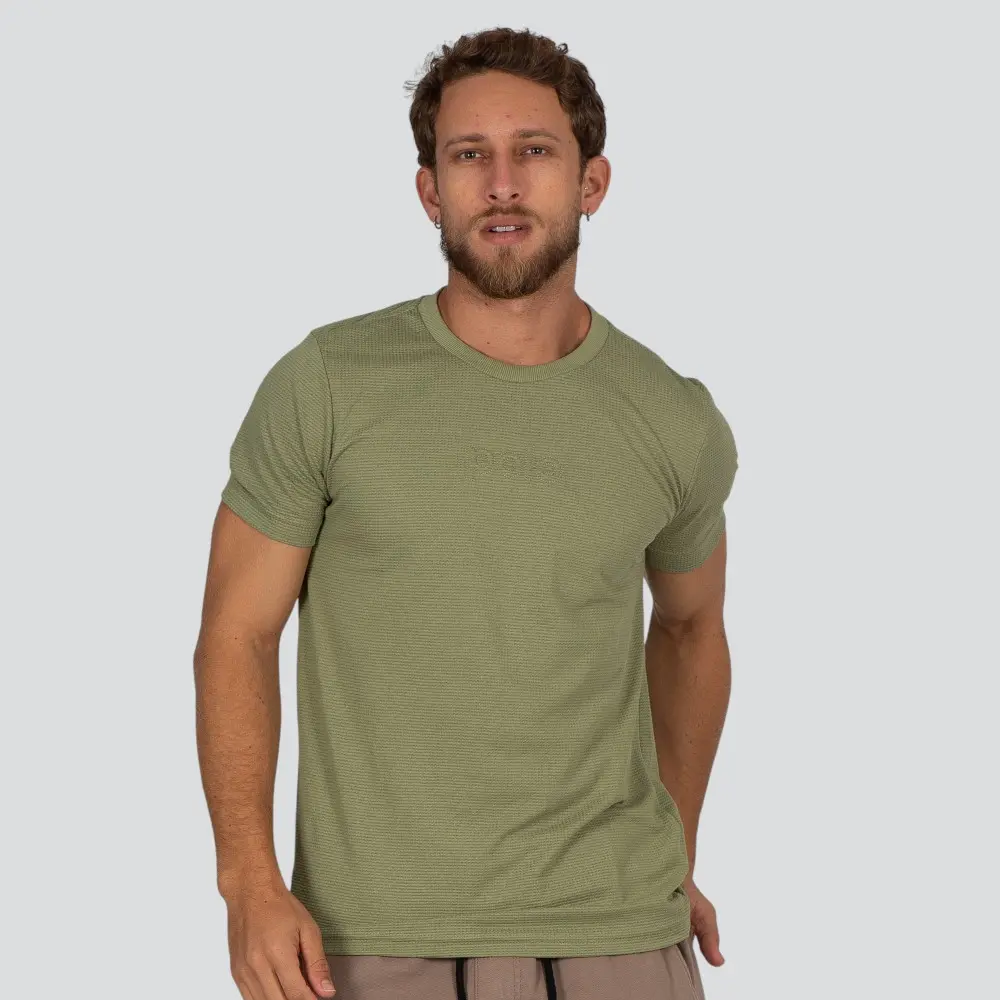 Camiseta Masculina Manga Curta Malha Texturizada Com Bordado .30544C