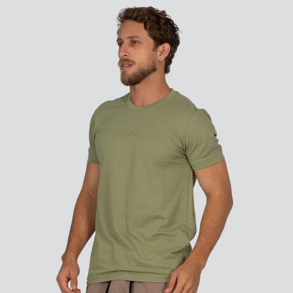 Camiseta Masculina Manga Curta Malha Texturizada Com Bordado .30544C
