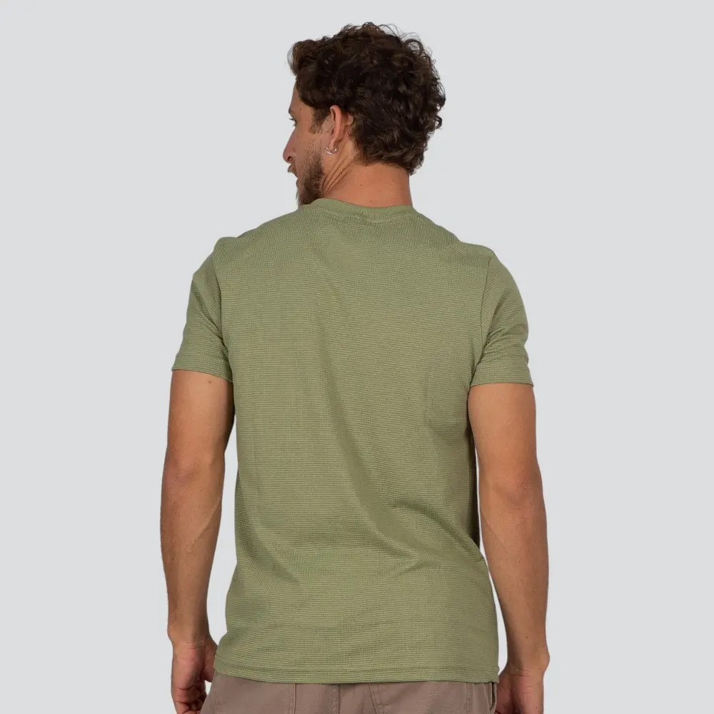 Camiseta Masculina Manga Curta Malha Texturizada Com Bordado .30544C