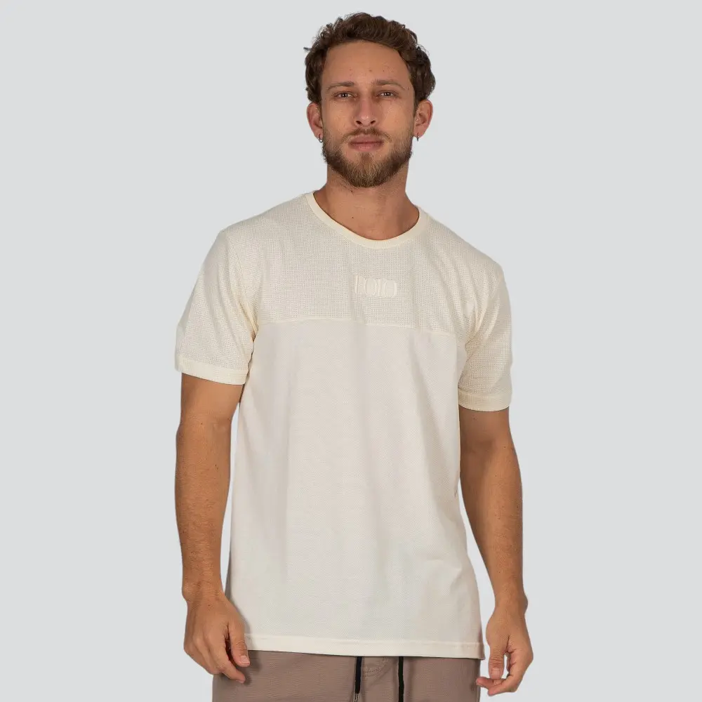 Camiseta Masculina Manga Curta Piquet Com Recorte Texturizado .30583CR