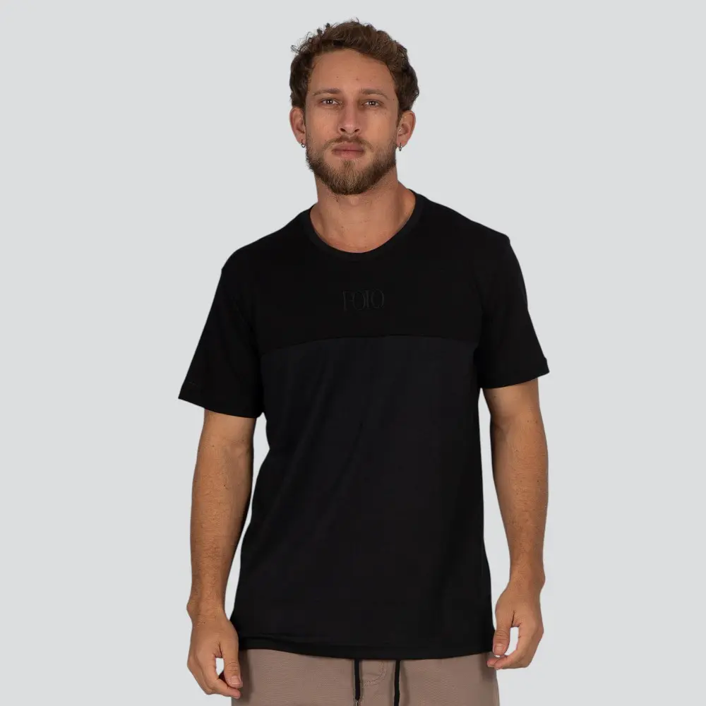 Camiseta Masculina Manga Curta Piquet Com Recorte Texturizado .30583CR