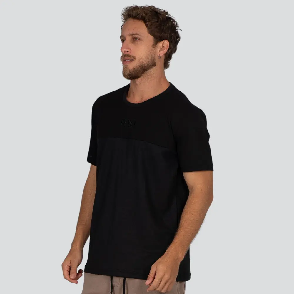 Camiseta Masculina Manga Curta Piquet Com Recorte Texturizado .30583CR